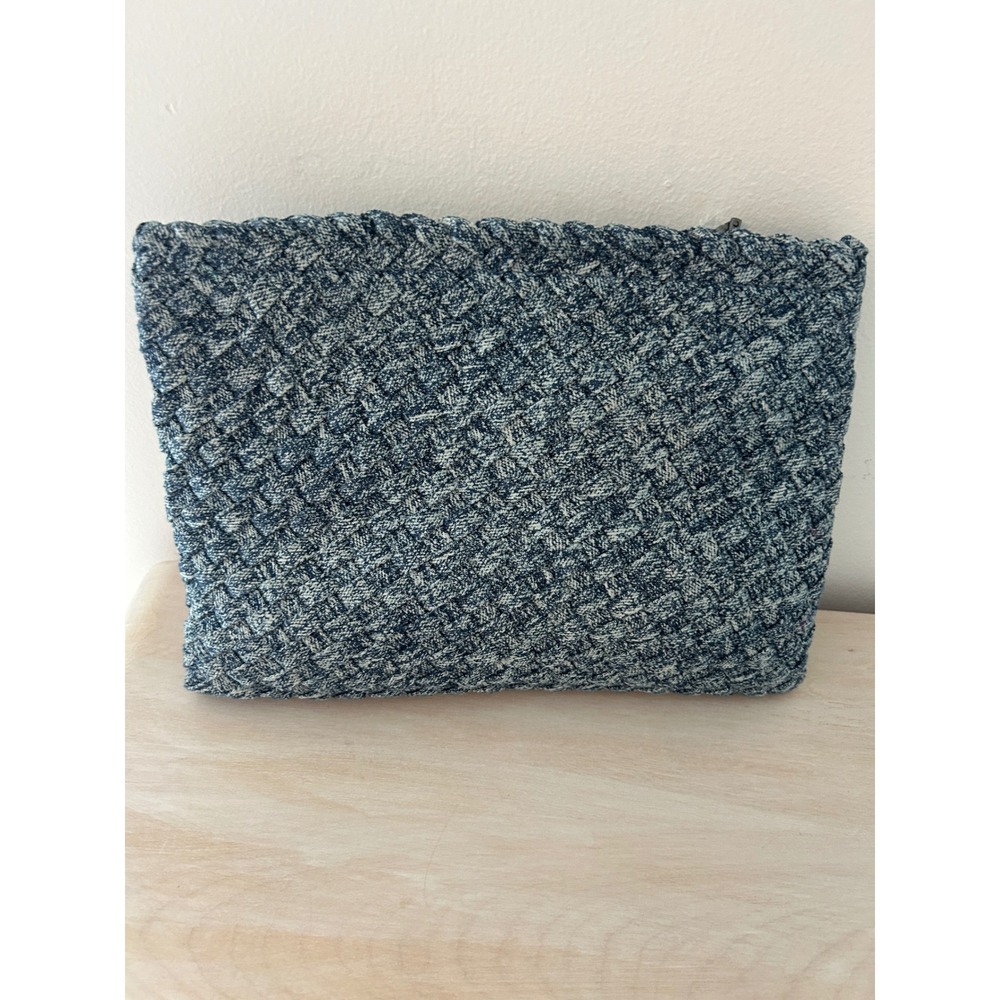 Sol and Selene Blue‎ Woven Clutch Bag Denim Marl Braided Clutch Purse